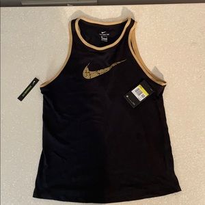 NWT women’s Nike tank, black and gold, size small